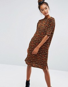 Плиссированное платье со звериным принтом ASOS - Мульти
