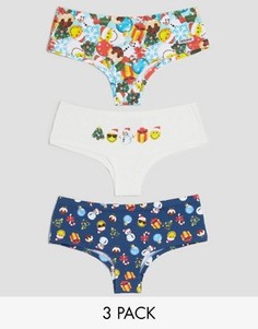 3 трусиков со смайликами ASOS Christmas - Мульти