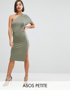 Облегающее платье миди на одно плечо ASOS PETITE - Зеленый