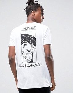 Длинная белая футболка с принтом на спине ASOS - Белый
