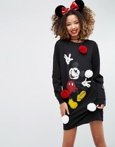 Платье с диснеевским принтом и помпонами ASOS Christmas - Мульти