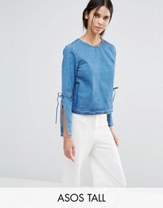 Джинсовый топ с разрезами на рукавах ASOS TALL - Синий