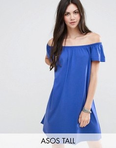Платье мини с открытыми плечами ASOS TALL - Синий