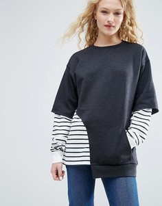 Свитшот с полосатыми вставками ASOS - Мульти
