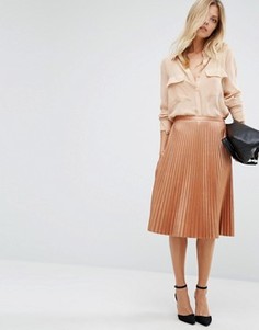 Boss Orange By Hugo Boss Bronze Pleated Midi Skirt - Медный