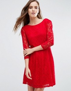 Кружевное короткое приталенное платье Pussycat London - Красный
