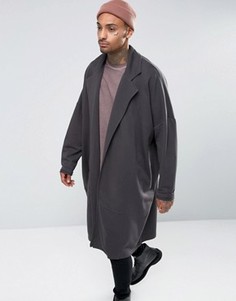 Длинное oversize-пальто черного выбеленного цвета ASOS - Черный