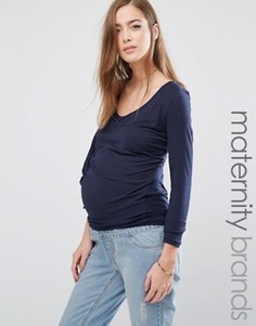 Футболка для беременных с драпированным передом Mamalicious - Темно-синий Mama.Licious