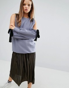 Oversize-свитшот с вырезами на плечах STYLENANDA - Фиолетовый