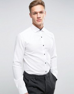 Зауженная фактурная рубашка с длинными рукавами Selected Homme - Белый