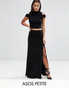 Юбка макси для миниатюрных с разрезом до бедра ASOS PETITE - Черный