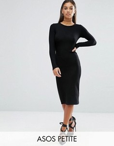 Облегающее платье миди с длинными рукавами ASOS PETITE - Черный