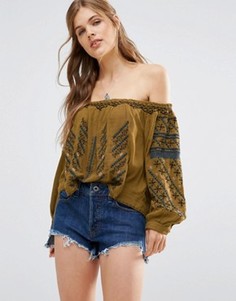 Блузка с открытыми плечами Free People All I Need - Золотой