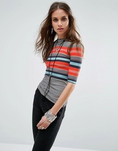 Футболка в полоску Free People Donna - Серый