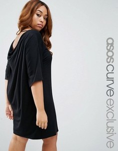 Платье-футболка с драпировкой на спинке ASOS CURVE - Черный