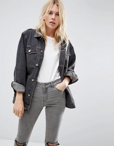 Черная джинсовая выбеленная куртка ASOS - Черный
