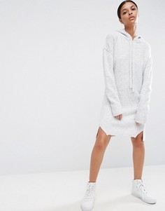 Трикотажное платье-джемпер с капюшоном ASOS - Серый