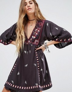 Платье с вышивкой Free People - Черный
