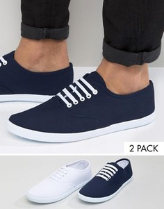 Комплект из 2 пар кед (белые/темно-синие) ASOS СКИДКА - Мульти