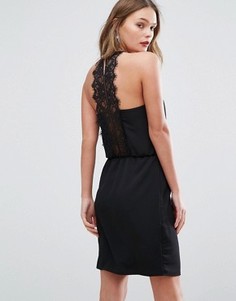 Платье мини с кружевной спиной-борцовкой Vero Moda - Черный