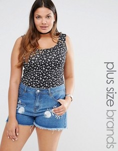 Трикотажное боди с цветочным принтом New Look Plus - Черный