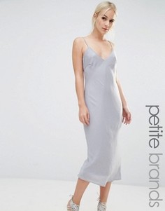 Атласное платье‑сорочка миди New Look Petite - Серебряный