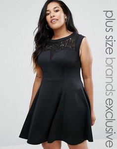 Приталенное платье с кружевной отделкой New Look Plus - Черный