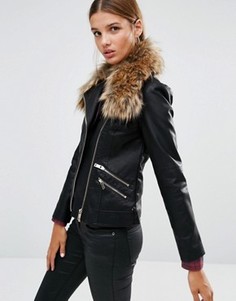 Байкерская куртка из кожзаменителя New Look - Черный
