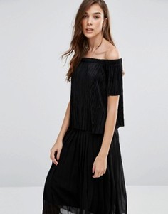 Топ с открытыми плечами New Look Plisse - Черный