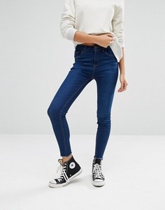 Темные джинсы с необработанными кромками New Look - Черный
