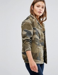 Камуфляжная куртка на подкладке Borg New Look - Зеленый