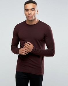 Темно-бордовый лонгслив облегающего кроя New Look - Красный