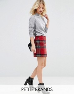 Мини-юбка в клетку тартан New Look Petite - Красный