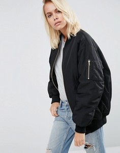 Дутый бомбер в стиле oversize ASOS - Черный