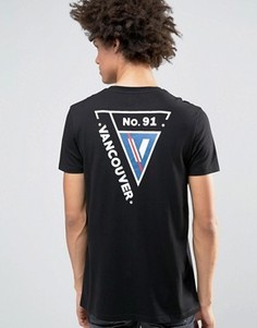 Длинная футболка с принтом Vancouver сзади ASOS - Черный