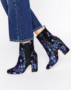 Жаккардовые ботильоны на высоком каблуке ASOS EZRA - Золотой