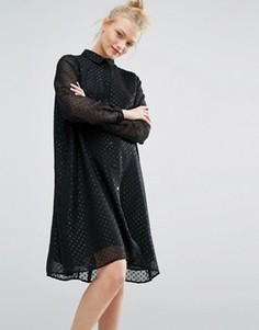 Свободное платье в горошек Monki - Черный