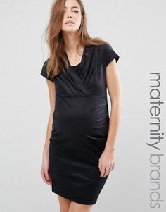 Платье для беременных с запахом на лифе Mamalicious - Черный Mama.Licious