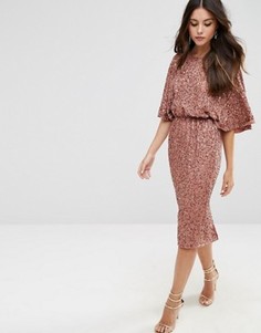 Платье-кимоно миди с пайетками ASOS - Розовый