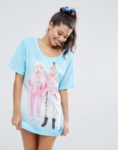 Футболка для сна с принтом Барби и Кена ASOS - Мульти