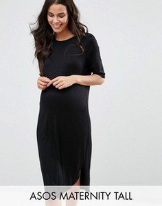 Платье для беременных с закругленным низом ASOS Maternity TALL - Черный