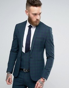 Супероблегающий пиджак в зеленую клетку ASOS - Зеленый
