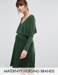 Двухслойное платье для беременных и кормящих мам Bluebelle Maternity - Зеленый