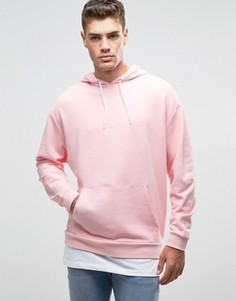 Свободное розовое худи со вставкой на нижней кромке ASOS - Розовый
