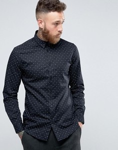 Рубашка слим с принтом Selected Homme - Черный