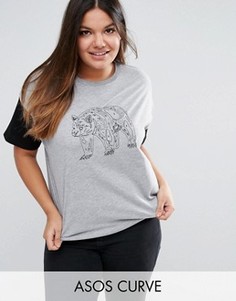 Футболка с принтом ASOS CURVE - Серый