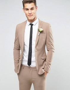 Супероблегающий пиджак овсяного цвета ASOS WEDDING - Бежевый