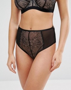 Трусики с кружевом и завышенной талией ASOS FULLER BUST Nancy - Черный