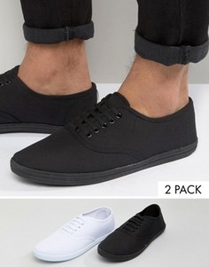 2 пары кед черного и белого цвета ASOS - СКИДКА - Мульти
