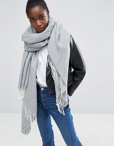 Свободный шарф с бахромой ASOS - Серый